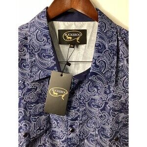 NWT Buckeroo Men’s Long‎ Sleeve Button down Navy White Shirt Size 3XL
